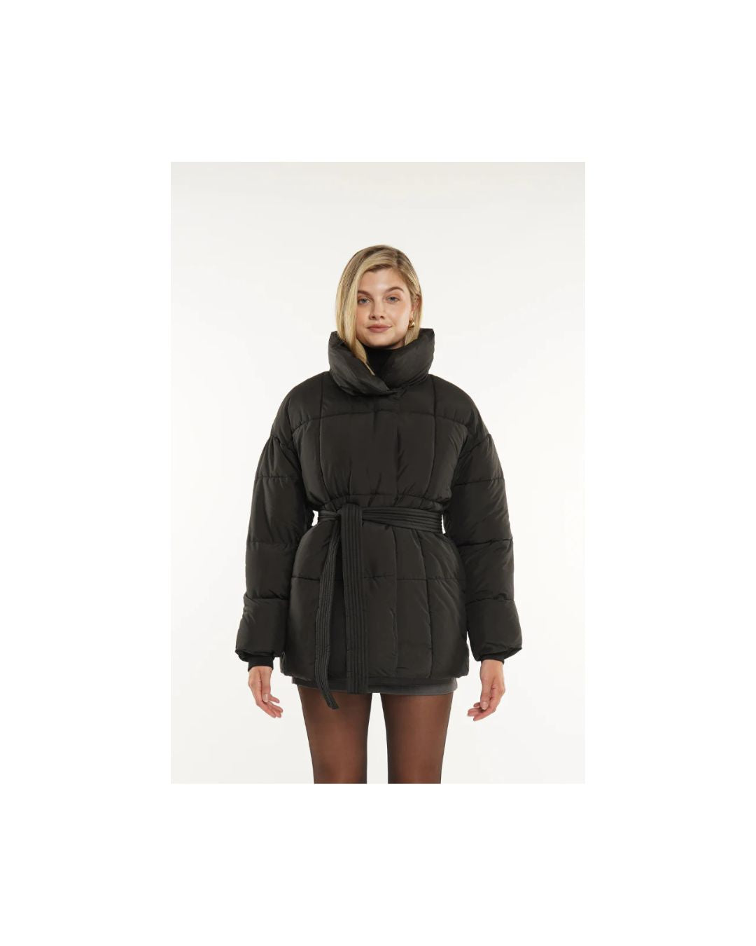 Black Belted Puffer Jacket